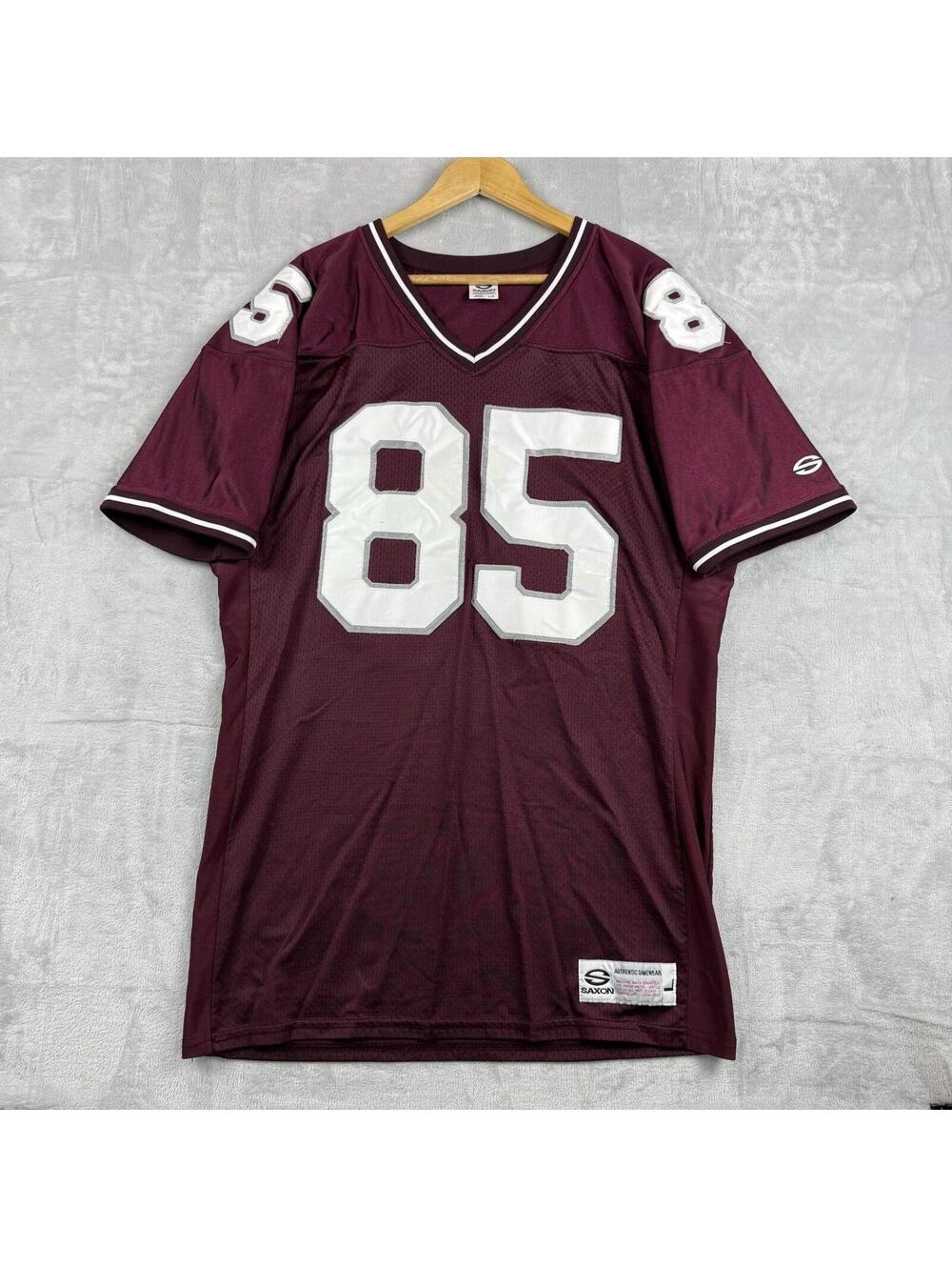 Vintage Saxon #85 Football Jersey Made in Canada Men L Burgundy Mesh Baggy Y2K